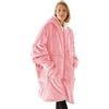 Vancavoo Felpa Donna Coperta con Maniche Felpa con Cappuccio Oversize Uomo Gigante Blanket Hoodie Fleece Sweatshirt Cappotto con Cerniera Tasca (Rosa)