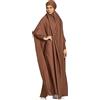 Jazvano Abaya Vestito da Donna 1pc Eid Jilbab Abbigliamento da preghiera musulmana Islamico modesto Abayas Arabo Dubai Salah Robe Muslim Jilbab, marrone, M/XL