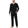 Marvmys Pigiama Uomo Maniche Lunghe Cotone con Tasche Morbidi Confortevoli | Morbido girocollo e pantaloni pigiama a quadri con tasche