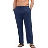 Aisprts Pantaloni Lino Uomo Pantaloni Estivi Casual Loose Fit con Vita Elasticizzata e Coulisse, con Tasche per Mare Vacanze e Uso Quotidiano, Blu Navy, M