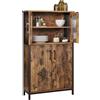 VASAGLE Mobiletto Multiuso, Armadietto, Credenza, Ripiano Regolabile, Mobile da Bagno, Struttura in Acciaio, per Salotto Cucina, Stile Industriale, Marrone Vintage e Nero LSC260B01
