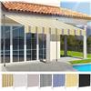 Ikodm Tenda da sole con manovella, 400 x 120 x 200 - 300 cm, giallo, blu, resistente ai raggi UV 50+, regolabile in altezza, impermeabile, facile da montare