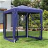 Kaorsrow Gazebo da giardino blu, 2 x 2 m, telaio in ferro HDPE, tetto impermeabile con 4 pareti laterali in rete, protezione UV, zanzariera con cerniera, per giardino, terrazza, campeggio, feste