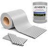 LEIVESTE Strisce Frangivista in PVC per Recinzione e Ringhiera, 19 cm x 35 m, 450 g/m², Fascia Privacy Anti-UV e Impermeabile per Balcone e Giardino, 20 Clip, Grigio Chiaro