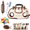 ELMVAR Trasportino portatile e traspirante 2-in-1 per animali (2-12 kg): design ergonomico in tessuto Oxford regolabile, con rete traspirante multifunzione; lavabile in lavatrice (M Brown,Single)