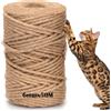 Thalorise Corda Tiragraffi per Gatti 6mm x 50m - Sisal Naturale per Ricambio e Protezione Mobili | Rotolo Intero per Fai da Te, Decorazione Casa e Giardino
