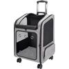 FASRIOU Zaino trasportino per gatti Extra Large con ruote, fino a 15 kg | Finestra acrilica trasparente, manico trolley rimovibile, supporto lombare, schienale alveolare integrale