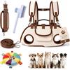 ELMVAR Trasportino portatile e traspirante 2-in-1 per animali (2-12 kg): design ergonomico in tessuto Oxford regolabile, con rete traspirante multifunzione; lavabile in lavatrice (S Brown,Dual)