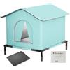 ARSBORUI Casetta per Gatti per Esterni, Cuccia Gatto Esterno Sollevata, Tend-a per Gatti da Esterni Impermeabile & Resistente al freddo,Cuccia per Animali Domestici Esterno In Autunno Inverno (Blue 40x33x33cm)