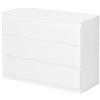 Ginhow Cassettiera Bianca 100 cm Comò con 3 Cassetti Mobile Camera da Letto Soggiorno Mobile Bianco Salvaspazio 100 x 40 x 75 cm