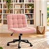 Clevich Sedia da ufficio senza bracciolo, ampia seduta sartoriale, ergonomica, regolabile in altezza, per casa, ufficio, studio, trucco, camera da letto (Rosa)