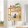 Bamworld Scaffale da Bagno a 3 Ripiani in Bambù, Organizzatore da Parete Moderno e Salvaspazio per Bagno, Cucina o Ufficio, Marrone Chiaro