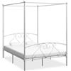 Gecheer Struttura Letto Singolo Matrimoniale a Baldacchino in Metallo, Giroletto con Tetto in Metallo con Doghe, Bianco/Nero, 90/120/140/160x200 cm, per Camera da Letto