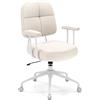 COSTWAY Sedia da Ufficio, con Schienale e Braccioli, Sedia Girevole Regolabile con Funzione a Dondolo e Ruote per Camera da Letto, Studio, Portata 150 kg (Bianco)