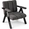 COSTWAY Poltrona da Salotto Ergonomica con Braccioli (Grigio) | Sedia Relax Imbottita con 4 Piedini Regolabili, Struttura in Metallo, per Soggiorno e Camera da Letto, Portata 150 kg
