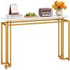 COSTWAY Tavolo Consolle 120 cm con Piano Effetto Marmo (Bianco e Oro)