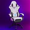 Soontrans Sedia da Gaming con Massaggio KJ433 Sedia Gaming con Poggiapiedi e Cuscino (Bianca)