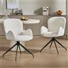 DAYALANE Set di 2 Sedie da Pranzo Girevoli Sedie da Cucina in Ciniglia Poltroncine da Cucina Moderne Sedie Imbottite con Gambe in Metallo Soggiorno/Ristorante/Sala da Pranzo, Bianco