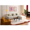 MILYsofa Divano modulare 3 posti con penisola, tessuto velluto a coste, fodere dei cuscini removibili (Beige chiaro, 3 posti con penisola)