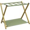 IBUYKE Luggage Rack for All Suitcase Sizes,Foldable Suitcase Stand with Fabric Storage Shelf,Easy to Assemble for Bedroom Living Room Hotel,Gold TLR002G