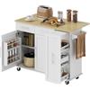 HOMCOM Isola Cucina con Ruote, Carrello Cucina con Piano a Ribalta, Bianco