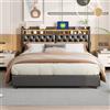BLSYHDH Letto con cassapanca idraulica, 180 x 200 cm, con rete a doghe, matrimoniale, con vano portaoggetti, letto, cassapanca, legno, imbottito, telaio del letto, con testiera imbottita