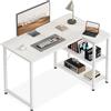 Coleshome Scrivania Angolare con Libreria Reversibile, 100 × 70 cm, Bianca