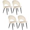 SAMIRA Sedia da pranzo imbottita in velluto beige mod. Zoe (Beige, 4 pz)