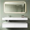 Mai & Mai Mobile Bagno Sospeso150x48x25cm, Lavabo Bianco e Specchio LED