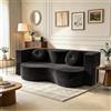 Conslika - Divano letto 2 posti senza struttura, design a U con braccioli ampi, gommapiuma compressa ad alta densità, rivestimento rimovibile e lavabile, con 2 cuscini(Black,150 * 50 * 64cm)