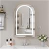 Ztexkee Specchio Bagno Contenitore con Luce e Antiappannamento Arcuata Armadietto Bagno a Parete con 3 Mensola 50 * 15 * 80 cm Oro e bianco