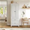 AONYAYBM Armadio bianco 157 x 60 x 40 cm, armadio da cucina con 2 cassetti e 2 ante, armadietto con ripiano regolabile, armadio sottile per cucina, camera da letto e soggiorno