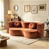 Conslika - Divano letto 2 posti senza struttura, design a U con braccioli ampi, gommapiuma compressa ad alta densità, rivestimento rimovibile e lavabile, con 2 cuscini(Orange,150 * 50 * 64cm)