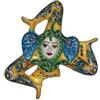 SICILIA BEDDA CAPACI Trinacria in Ceramica siciliana Decorata a Mano - Misure cm 35 Barocco Fondo Giallo