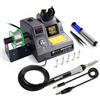 TOAUTO DS90 - Set saldatore a doppio display digitale, 90 W, temperatura 302 ℉, antistatico e cavo di terra, in modalità standby, 5 punte di saldatura, pompa dissaldante, 50 g senza piombo