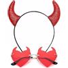 AIEDECOPT Accessori Costume di Halloween, Cerchietti Corna da Diavolo e Occhiali Rosso,Cerchietto Halloween Diavolo, Occhiali Corna da Diavolos, Accessori Cosplay per Halloweens Carnevale,Feste in Maschera