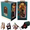 iiecreat Chinese Ancient Style DIY Book Nook Kit 3D Wooden Puzzle, Dollhouse with LED DIY Bookend Dollhouse Kit Crafts Hobbies