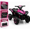 TOYSCAR Quad Elettrico per Bambini 12V Falcon X, Quad Bambini 3-5 Anni, 2 Motori 35W, Telecomando, Sedile in Pelle, Fari LED, MP3 USB, Ruote off-Road (Fucsia)