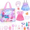 Gerbala Accessori per Bambole, 22 Pcs Set di Alimentazione e Cura per Bambole con Biberon e Pannolini per Ragazze, Biberon Magico per Bambini e Ciucci, Set di Piatti e Posate Idee Regalo