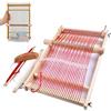 BangShou Kit di telaio in legno per bambini e adulti, telaio per tessere scolastiche in legno con fili, pettine, barca e filo di lana (40 x 20 cm)