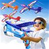 Doloowee Giocattolo Aereo per Bambini di 4 5 6 7 8 anni | Set con 3 alianti in schiuma e 1 lanciatori, 2 modalità di volo, giocattolo da esterni e giardino, regalo per maschi 3‑8 anni