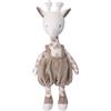 Bukowski Levi, Giraffa di Peluche Bianca con Salopette in Velluto Tortora, Design AB, Altezza 30cm