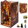 LUNIQUESHOP Book nook angolo fai da te casa delle bambole, casa in miniatura per adulti puzzle in legno 3D e fermalibri set creativo per la decorazione della libreria con LED regalo Libreria magica