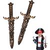 MisFun 2 Pezzi Spada Giocattolo in Plastica, Coltello Finto Non Affilato, Spada Pirata per Oggetti di Scena Costume Pirata, Festa Pirata (Oro Antico)