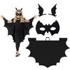 Mizijia Costume Pipistrello Bambini, Costume Halloween Pipistrello Bambini + Maschera Pipistrello + 2 Forcina da Pipistrello, Nero Mantello Pipistrello per Bambina Ragazzo Halloween Cosplay, 150
