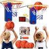 TERRAMUS Mini Canestro da Basket, Set da 2 Canestri da Basket con Pannello di Visualizzazione Elettronico, Canestro da Basket Regolabile in Altezza per Bambini, 4 Palle, 1 Pompa ad Aria, Regalo per