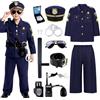 COSBERY Costume Poliziotto Bambino, Vestito Halloween Vestito Carnevale Bambina Bambino Accessori da Costume Polizia Bambino Camicia Pantaloni Cappello Cintura Walkie-Talkie Fischietto Fondina Manette