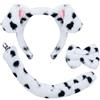 XEPST Animale dalmata Costume bambini Set, orecchie di cane e coda Set con dalmata orecchie fascia e coda di cane per animale Costume Cosplay Festa di compleanno Halloween Fancy Dress Party