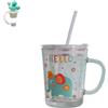 Banzimiao Tazza di Latte con Bilancia, Tazza da latte con cannuccia, | Bicchiere con Cannuccia e Coperchio per caffè, succhi di frutta, tè freddo,350 ml (G)
