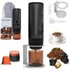 RoserRose Caffettiera Portatile, Macchina per Caffè Viaggio - Senza Fili & Auto-Riscaldante - Con Batteria 7800mAh, 20 Bar di Pressione - Compatibile con NS/DG/Caffè Macinato (Nero metallizzato)